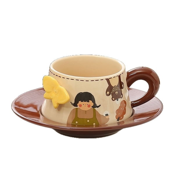 Platillo de taza de café de cerámica - Taza de té de la tarde vintage de boda