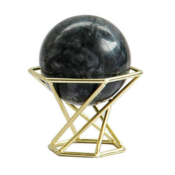 2" Black Marble Ball with Display Stand Decorative Ball Marble Sphere Stone for