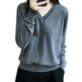 thumbnail image 6 of shoper Wool Sweater Women Pullover Lightweight 2025 Fall Winter Long Sleeve V Neck Lace Splicing Solid Color Casual Sweater Tops, 6 of 6