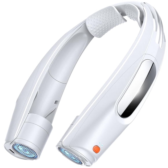 Ventilador de cuello portátil ZEEFO 6000 mAh, funciona con pilas, blanco