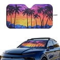 thumbnail image 2 of Xixirimido Windshield Sun Shade for Car SUV Truck Foldable Sunshade for Car Windshield Block UV Rays Keep Your Vehicle Cool Car Interior Accessories, Palm Trees Sunset Glow, 2 of 8