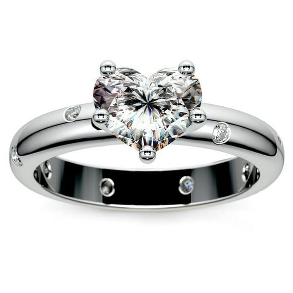 Diamond-Capitals 2.08 Carat Stunning Heart Cut Solitaire Moissanite (D/VVS1) Engagement Ring for Ladies Solid 14K White Gold Size 7