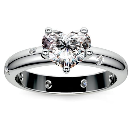 Diamond-Capitals 2.08 Carat Stunning Heart Cut Solitaire Moissanite (D/VVS1) Engagement Ring for Ladies Solid 14K White Gold Size 7