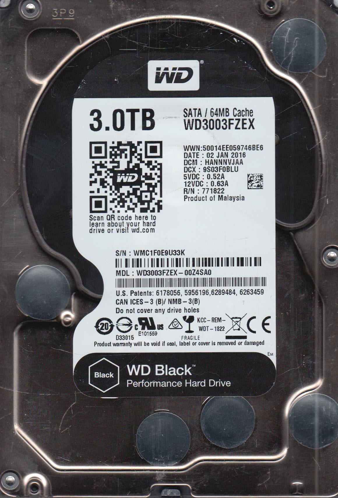 Western Digital WD3003FZEX（3.5 HDD 3TB） Western Digital WD3003FZEX-00Z4SA0 - 3TB 7.2K RPM 64MB Cache