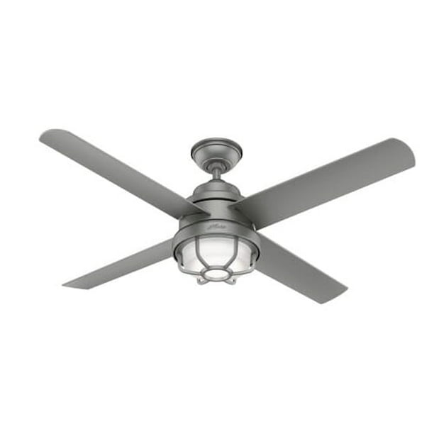 Hunter Fan 54in Sea Row Outdoor Ceiling In Matte Silver With Led Light And Wall Control Com Hunter Fan 54in Sea Row Outdoor Ceiling, Merrimack Ceiling Fan Parts
