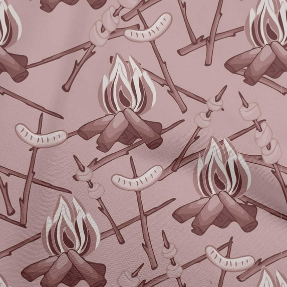 oneOone Cotton Silk Dusty Pink Fabric Campfire Sewing Material Print Fabric By The Yard 42 Inch Wide
