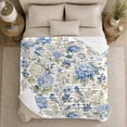 thumbnail image 5 of Blue Hydrangea Bird Autumn, Cozy Bird Art Scene, Warm Flannel Blanket for Living Room and Reading Nook with Detailed Artwork, Bird Lovers Thanksgiving Gift, Artistic Home Decor, 5 of 9