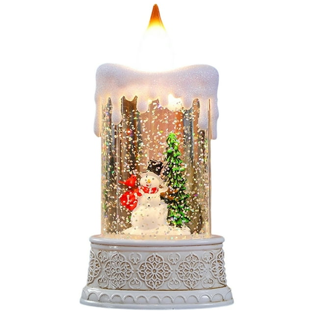 Decorative LED Water Candle With Santa And Snowman Figures For Tabletop For Elderly Water Scene Lamp For Ornament(Contains 100ml ) Battery Operated Motion Light Lights for Parties Classroom Lights in