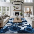 thumbnail image 3 of Blue Flowers Large Area Rugs 5x8 ft Spring Pastoral White Floral Washable Rug Non Slip Indoor Carpet Absorbent Floor Mat for Living Room Bedroom Dining Room, 3 of 9