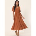 thumbnail image 2 of DARING DIVA Women's Swiss Dots Ruffle Midi Dresses M Caramel, 2 of 6
