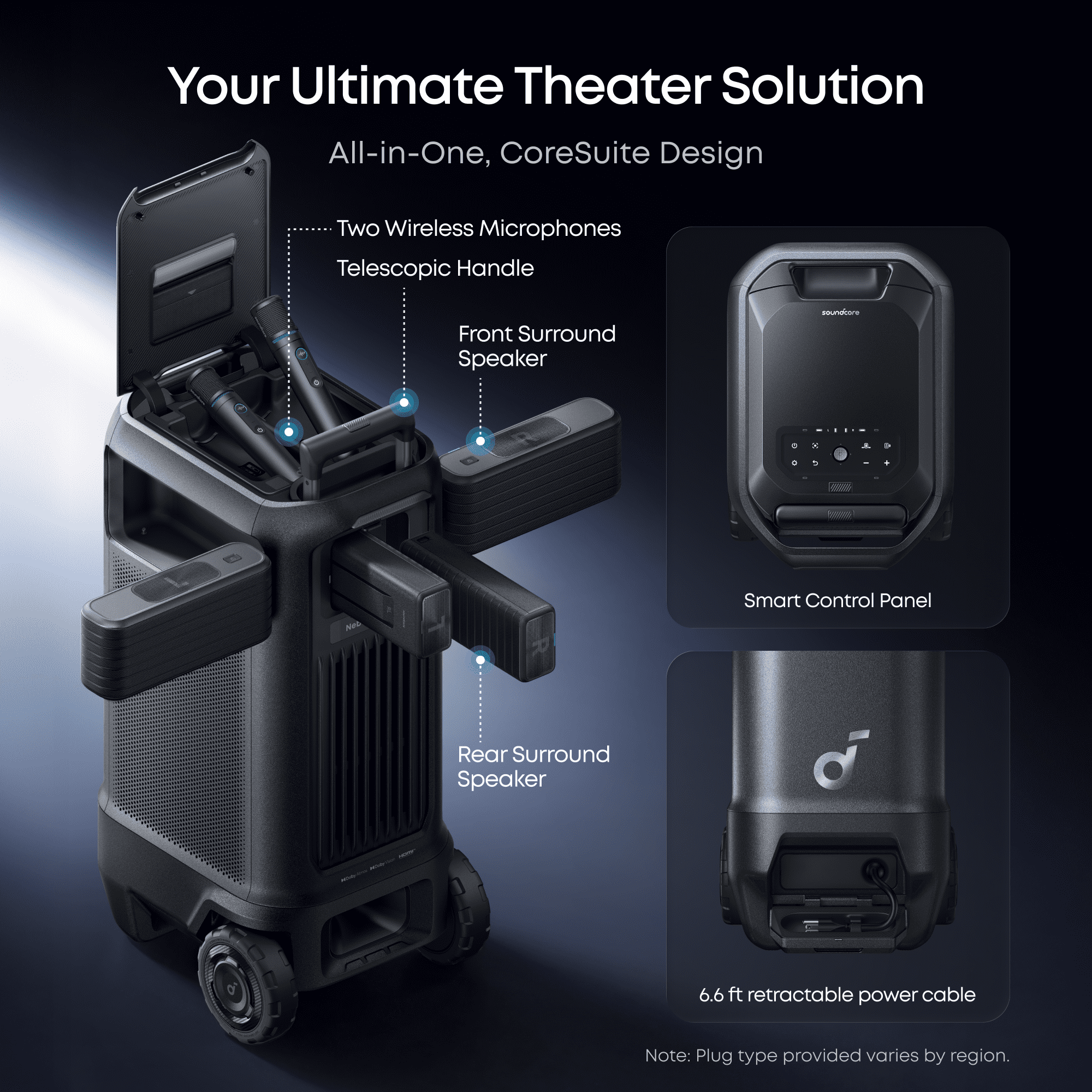 Soundcore Nebula X1 Pro 4K Outdoor Projector, Triple Laser, 3500 ANSI Lumens, Spatial Sound, 56000:1 Contrast, Optical Zoom