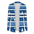 thumbnail image 4 of Womens Cardigans Plus Size Christmas Printed Long Sleeved Cardigan Jacket Cardigans Blue XL, 4 of 5