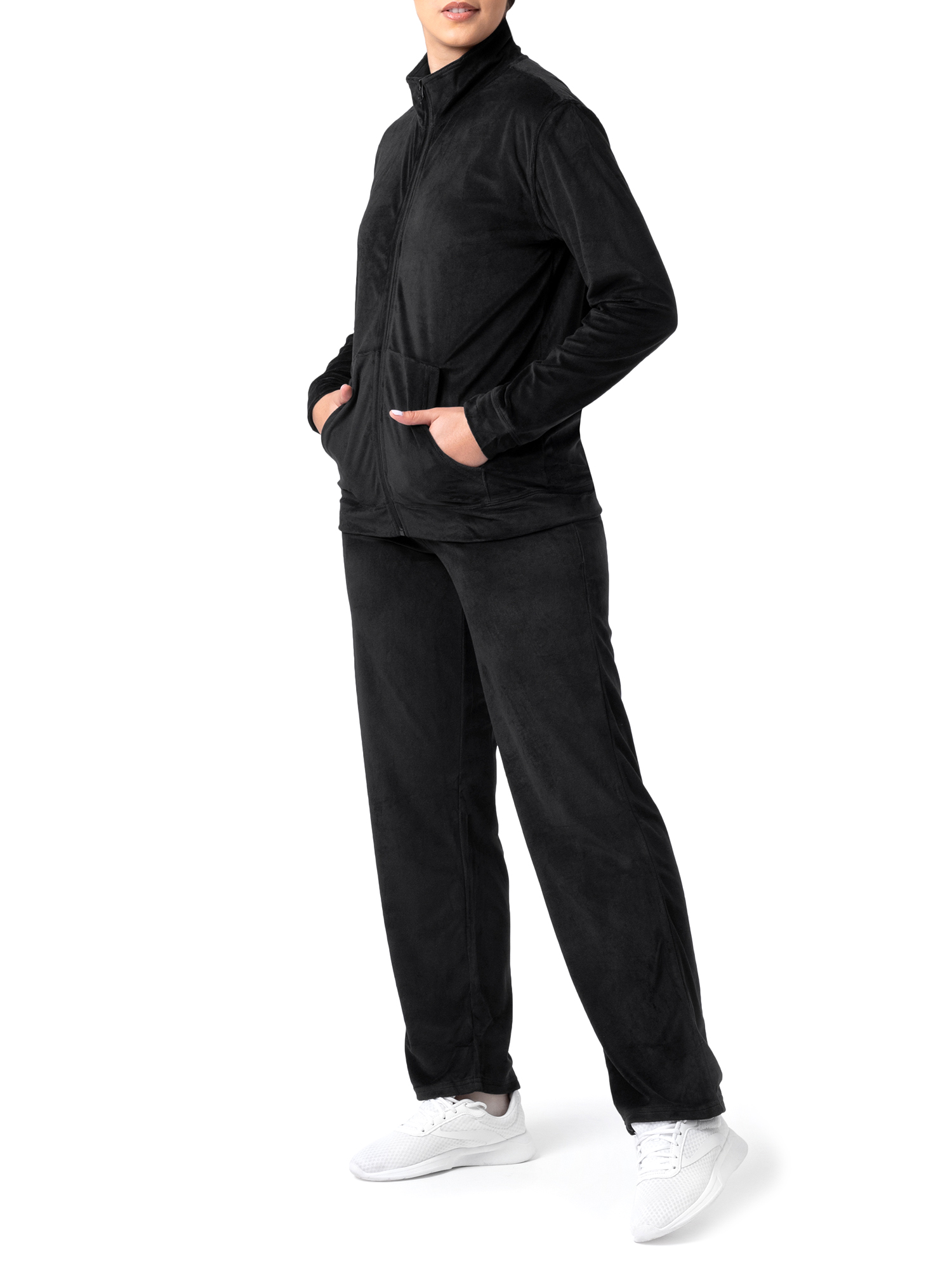 Athletic Works Women's Active Velour Zip-Up Track Jacket and Pants, 2-Piece Set - image 2 of 6