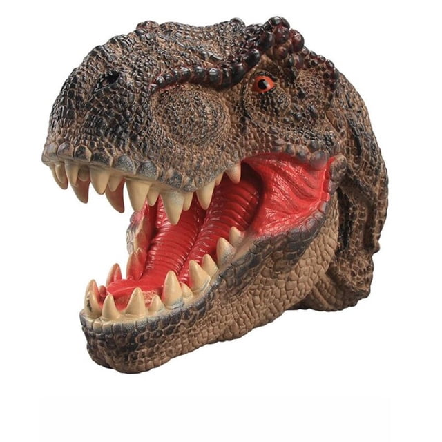 Dinosaur Hand Puppet Funny Toy Soft Vinyl Rubber Animal Head Hand Puppet Figure Toy Gloves Children Model Christmas Boy GiftEOneSize He Qiyong unisex