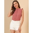 thumbnail image 2 of Blusas Elegante Sin Mangas Vintage De La Década De 1950 Con Volantes Para Oficina De Negocios Para Mujer Rosa oscuro M, 2 of 6
