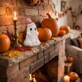 thumbnail image 5 of Lypsnake Ghost Figurine Kawaii Pastel Spooky Tabletop Ornament with Pink Witch Hat, 5 of 8