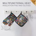 thumbnail image 4 of Yayeee Oven Mitts and Pot Holder Set of 2 Heat Resistant Kitchen Gloves Baking Hot Pad, Blue Colorful Flowers, 4 of 5