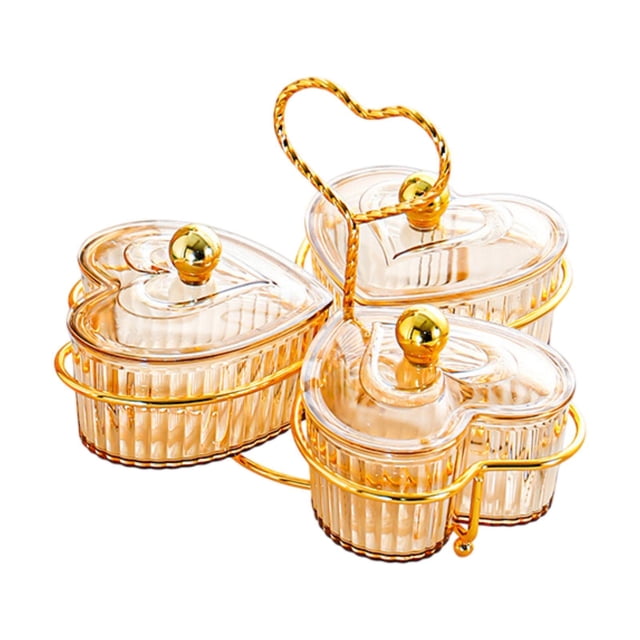 Bandejas divididas placas de bocadillos en forma de corazón bandejas decorativas de condimentos nueces para servir platos para disfrutar de frutas de Naranja 3 tazones