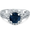 thumbnail image 3 of Pompeii 1 3/4Ct TW Diamond & Sapphire Halo Split Shank Engagement Ring 14k White Gold, 3 of 3