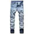 thumbnail image 1 of Munlar Cargo Pants For Men,Men's High-end Stretch Nostalgic Frayed Slim-fit Jeans, 1 of 8