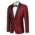 thumbnail image 4 of COOFANDY Mens Floral Tuxedo Jacket Paisley Shawl Lapel Suit Blazer Jacket for Dinner, 4 of 11
