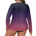 thumbnail image 5 of Plus Size Women's Long Sleeve Gradient Rash Guard Shirt UV Protection Quick-Dry Top for Water Sports Beach, 5 of 5