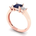 thumbnail image 2 of Three-Stone Engagement Ring for Women - 1.11ct Simulated Blue Sapphire in 14K Rose Gold Promise Ring, 2 of 6