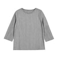 thumbnail image 2 of GERsome Women's Striped Shirts 3/4 Sleeve Crew Neck Comfy Cotton Linen Casual T-Shirts Loose Fit Black L, 2 of 6