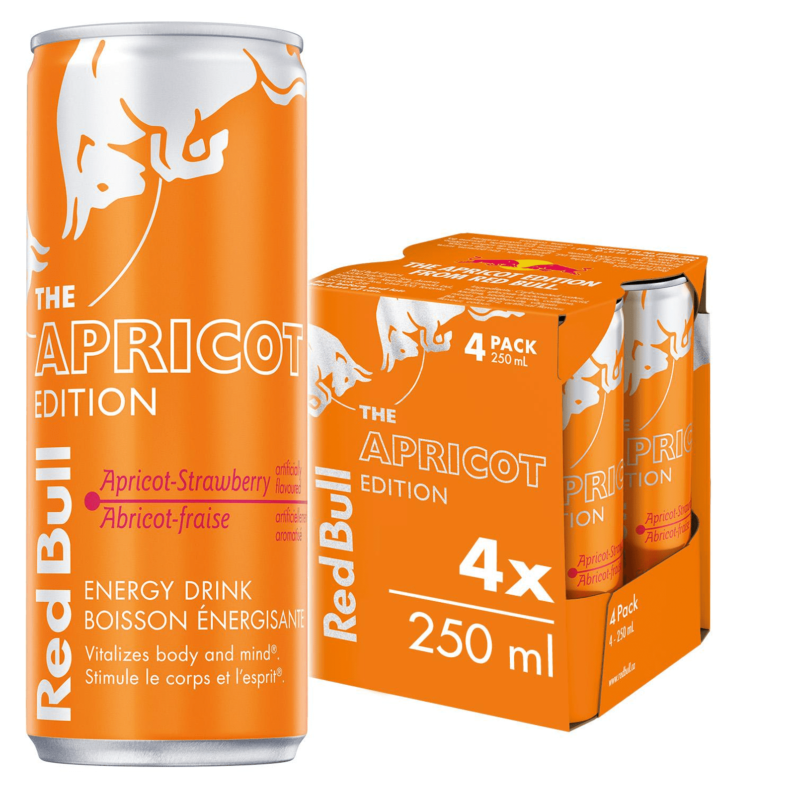Red Bull Energy Drink, Apricot-Strawberry, 250ml (4 pack), 4 x 250 mL