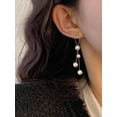 thumbnail image 4 of Pearl Earrings for Women Gold Bow Pearl Stud Earrings Trendy Long Tassel Pearl Earrings Dainty Baroque Pearl Stud for Women, 4 of 14