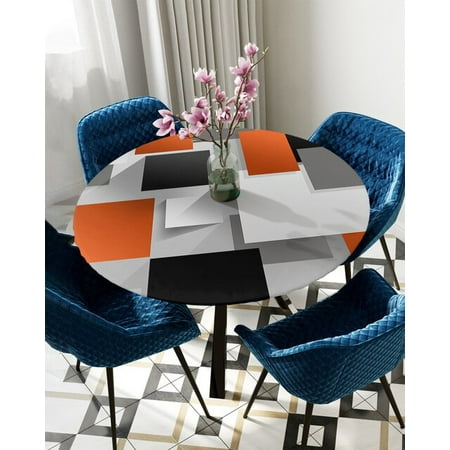

dosili Geometric Figure Red Black Gray Solid Abstract Round Rectangle Waterproof Elastic Tablecloth Home Kitchen Table Cloth Cover