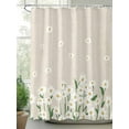 thumbnail image 2 of Spring Floral Shower Curtain Set, Waterproof Shower Curtains for Bathroom, White Daisy Farmhouse Linen Texture Washable Fabric Cloth Bath Curtain for Bathtub Decoration with Hooks 72x78 Inches, 2 of 6