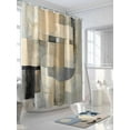 thumbnail image 3 of Abstract Art Shower Curtain, Beige Brown Blocks Watercolor Modern Art Waterproof Shower Curtain Set with 12 Hooks Lightweight Washable Fabric Shower Curtains for Bathroom 48x72 Inches, 3 of 6