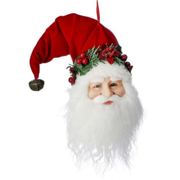 Regency International 14" Fabric Poinsettia Santa Head Ornament
