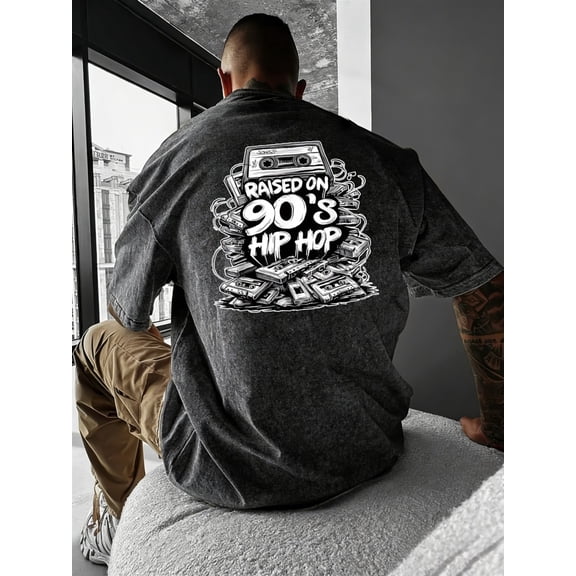 90s hip hop commemorative edition cassette tape graffiti rap washed t shirt