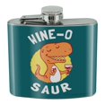 thumbnail image 1 of Wine-O Saur Dinosaur Wine Lover Funny Humor Stainless Steel 5oz Hip Drink Kidney Flask, 1 of 4