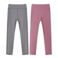 thumbnail image 4 of 2Pack Girls Athletic Leggings Kids Dance Workout Running Yoga High Waisted Tights Leggins Pants with Pocket 4-13Y, 4 of 12