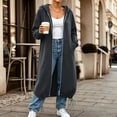 thumbnail image 2 of Womens Fall Coats Solid Color Hooded Zip Up Cardigan Oversized Drawstring Hem Maxi Hoodie Coat with Pockets XXL, 2 of 9