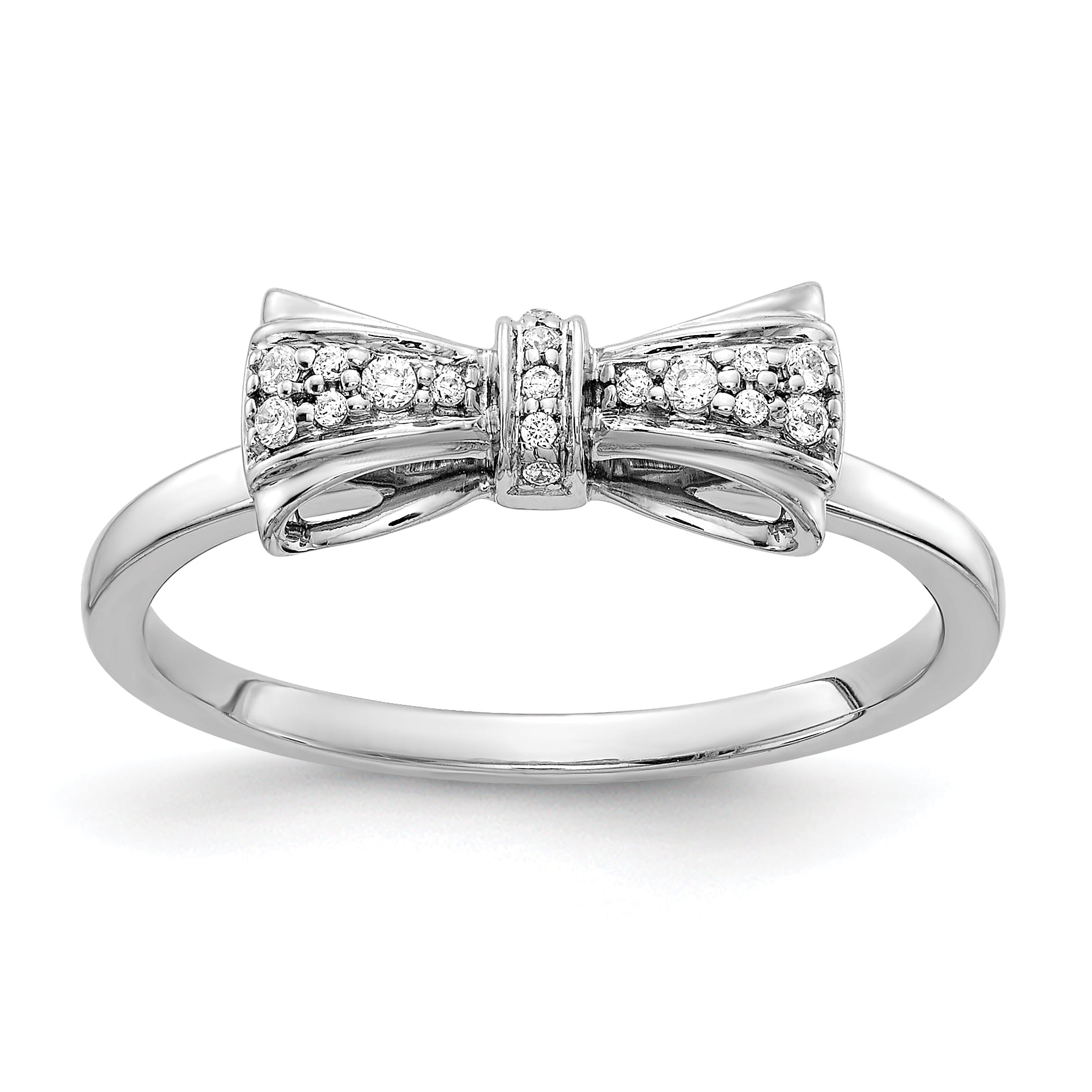 14K White Gold Diamond Bow Ring (0.084Cttw) Ring Size 7