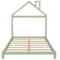 thumbnail image 3 of imerelez Full Size Wood Platform Bed with House-shaped Headboard (Green), 3 of 9