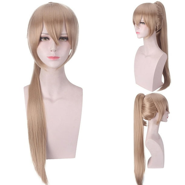 Peluca de cosplay sintética, larga y rubia, 80 cm, para adultos