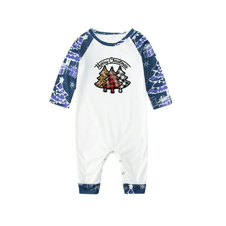 

Honeeladyy Fashionable Christmas Print Family European And American Pajamas Parent-child Suit Baby Blue Clearance under 10$