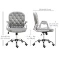 thumbnail image 2 of Grey Velvet Office Chair with Adjustable Height & Tufted Back - Comfortable Computer Desk Task Chair for Home Office & Workspace (23.4" x 23.8" x 40.6"), 2 of 7