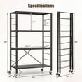 thumbnail image 3 of Gymax 4-tier Foldable Storage Shelf w/ Lockable Wheels Home Shelving Unit for Tool Room, 3 of 10