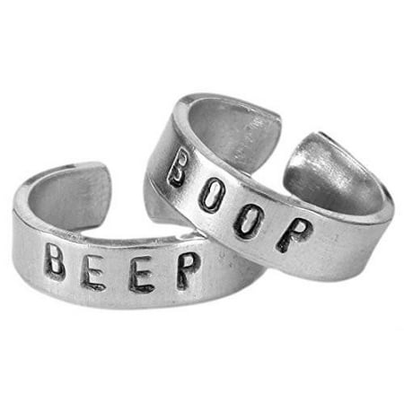 Beep and Boop - Robot - Best Friends - Adjustable Aluminum (Best Ring Size For Chainmail)