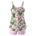 thumbnail image 4 of ZunFeo Womens 2 Piece Tankini Sets with High Waisted Swim Shorts Tummy Control Tropical Print Pink S-XXL,Size S, 4 of 5