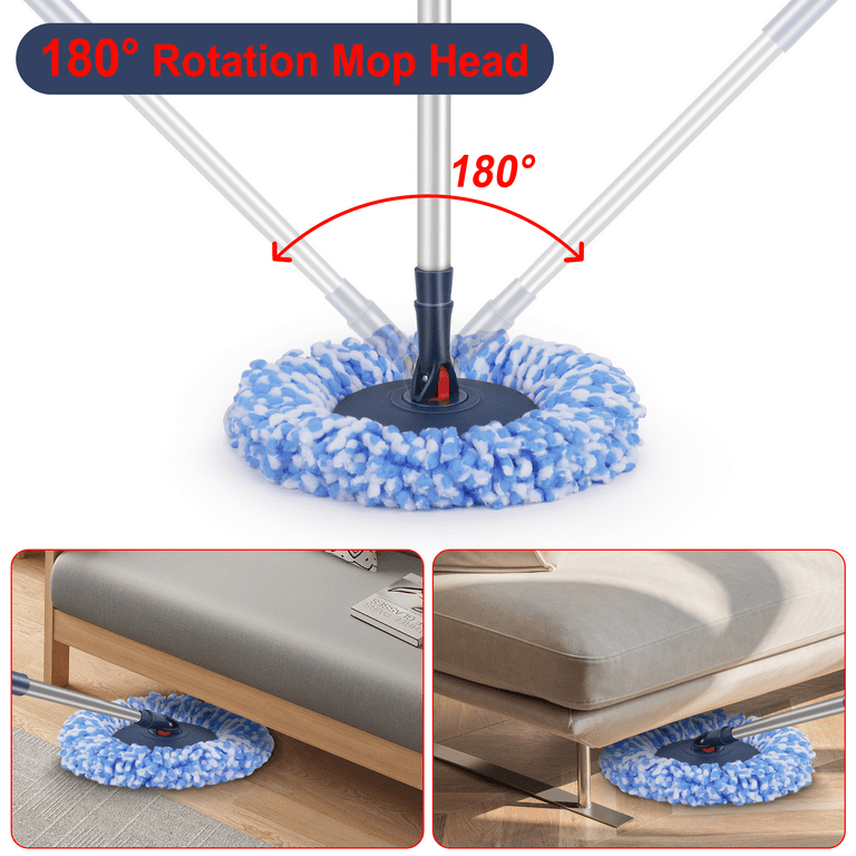 MYSPRI Spin Mop and Bucket System with Wringer Set for Floors