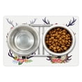 thumbnail image 1 of Antlers Pet Mat for Food and Water, Deer Horns Bouquet Flowers Bloom Fun Springtime Garden Branches Work of Art Print, Non-Slip Rubber Mat for Dogs and Cats, 18" X 12", by Ambesonne, 1 of 2
