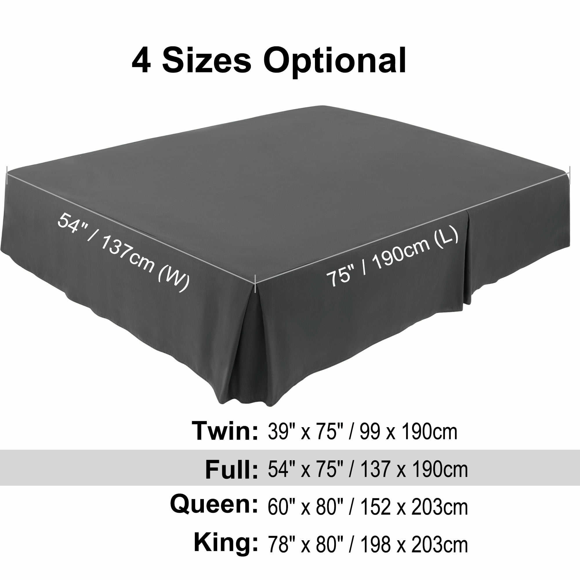 PiccoCasa Microfiber Bed Skirt 16" Drop Pleated Tailored Styling Ruffled, Full Dark Gray