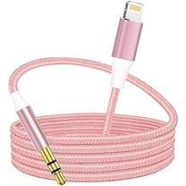 Hatuge Lightning to 3.5mm Aux Cable, Apple MFi Certified Headphone Audio Jack Cord Compatible with iPhone 14 13 12 11 XS XR X SE 8 7 iPad/iPod to Car Stereo, Speaker (Pink)